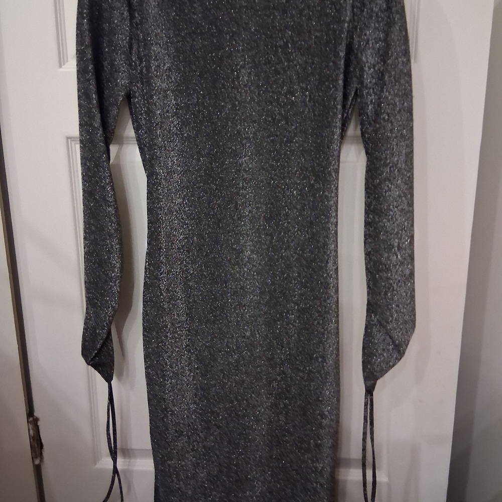 Elegant Silver Long Sleeve Dress